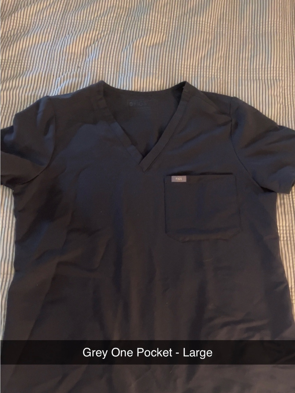 Figs V-Neck Scrub Top in Gray with Chest Pocket